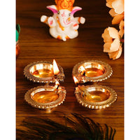 Thumbnail for eCraftIndia Set of 4 Handcrafted Brass Diyas - Distacart