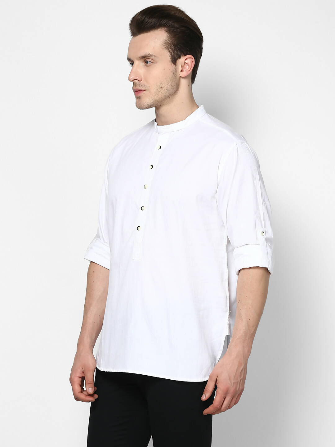 Even Apparels Band Collar White Color Pure Cotton Men's Kurta - Distacart