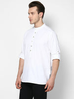 Thumbnail for Even Apparels Band Collar White Color Pure Cotton Men's Kurta - Distacart