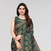 Thumbnail for Women's Partywear Designer Green Moss chiffon Fancy Saree - Dyuti - Distacart