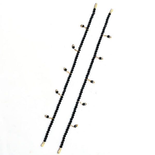 Mominos Fashion Kamal Johar Black Beads Anklets