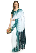 Thumbnail for Vamika Sambalpuri Ikat Cotton Plane Kunbha White & Green Saree - Distacart
