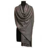 Thumbnail for Nizalia Cashmere Fine Wool Grey Nulki Design Shawl