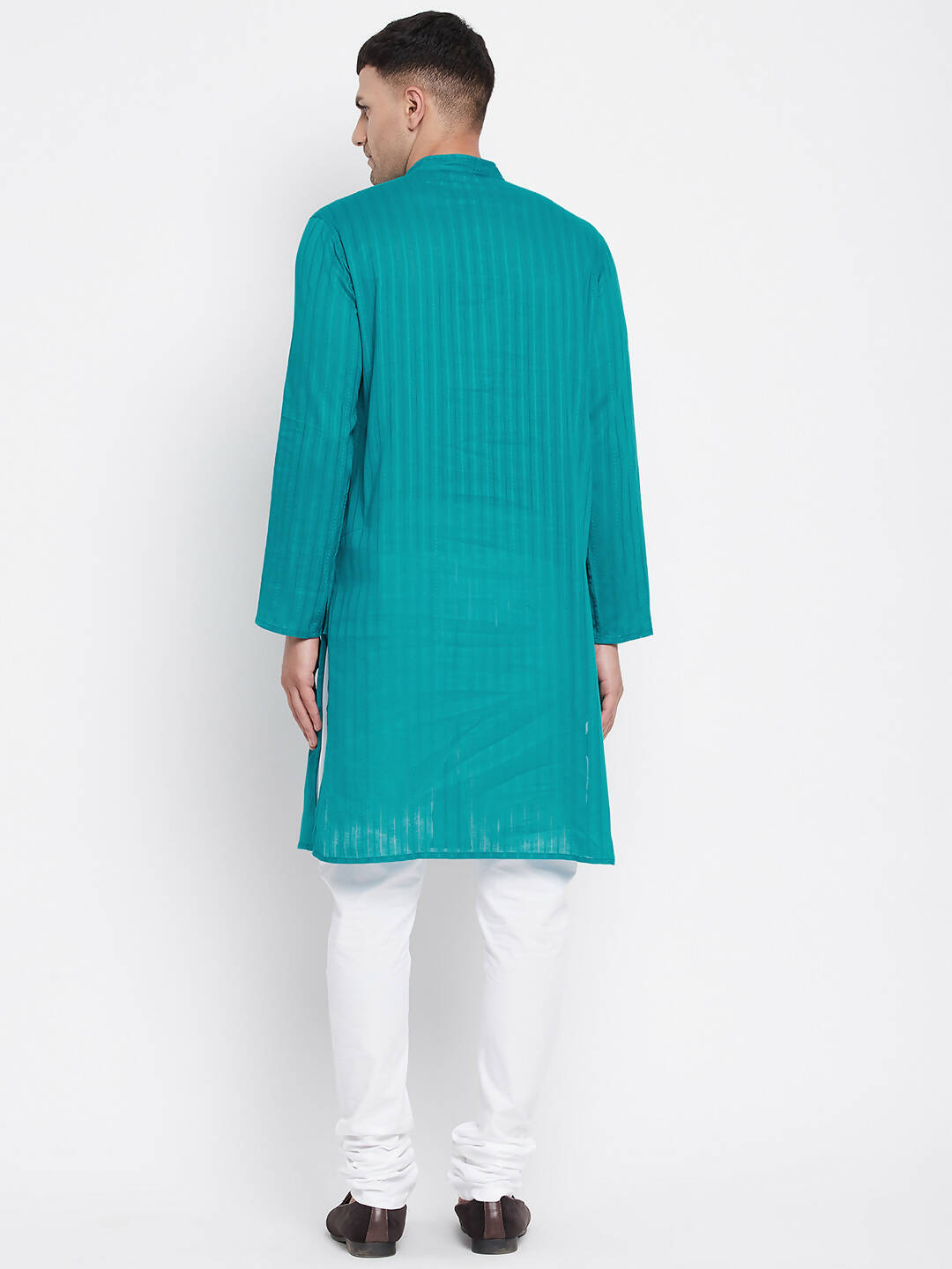 Even Apparels Green Pure Cotton Men's Kurta With Band Collar - Distacart