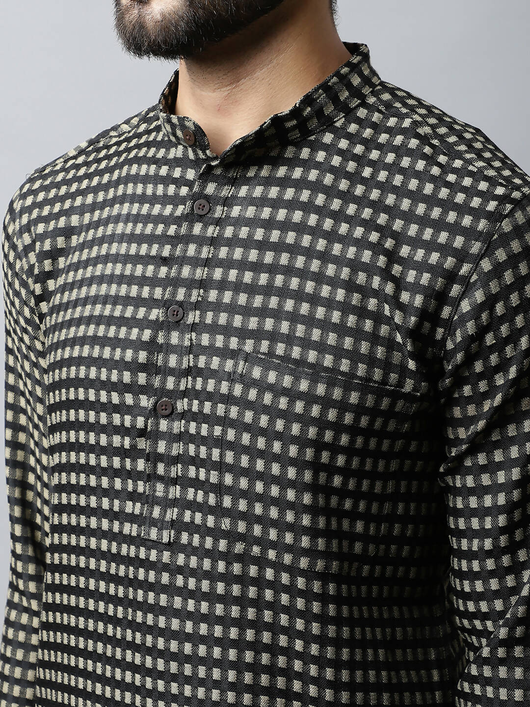 Even Apparels Brown Color Pure Cotton Men's Kurta With Band Collar (CHK1185) - Distacart