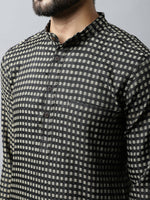 Thumbnail for Even Apparels Brown Color Pure Cotton Men's Kurta With Band Collar (CHK1185) - Distacart