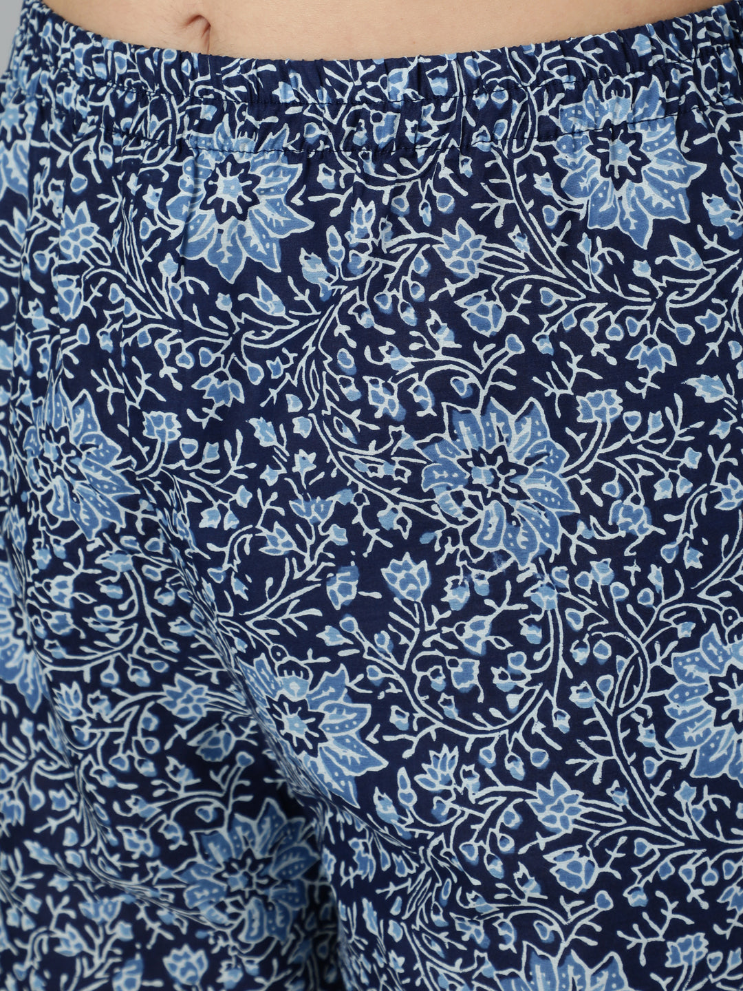 NOZ2TOZ Women Blue Ethnic Motifs Printed Pure Cotton Kurta with Palazzos & Dupatta - Distacart