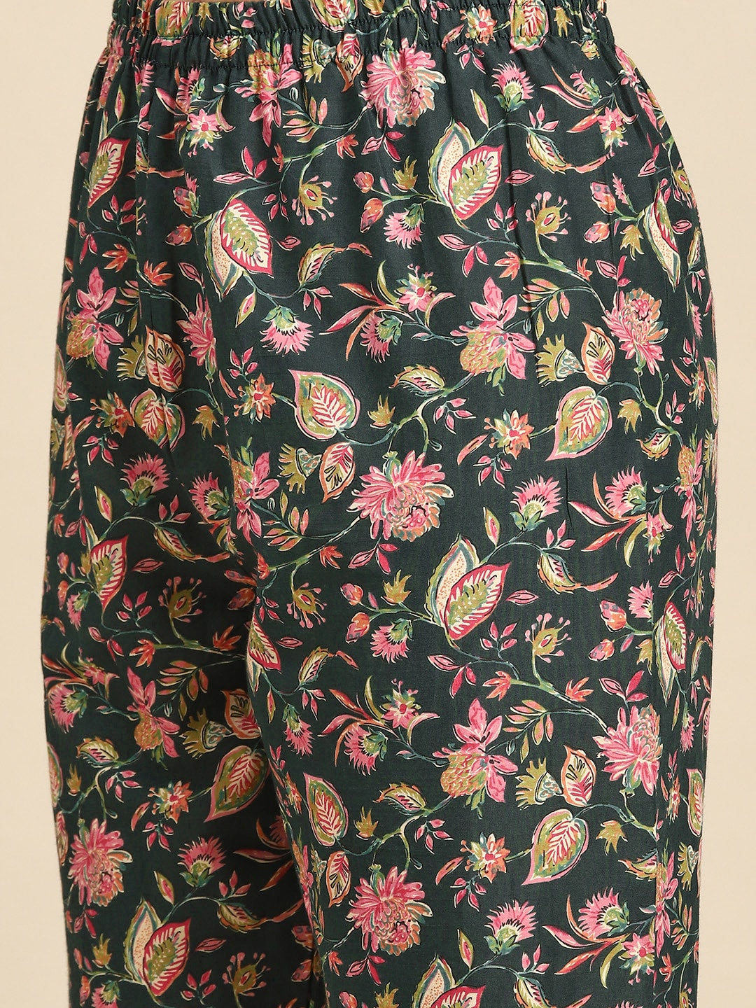 NOZ2TOZ Women Green & Pink Floral Anarkali Kurta With Trouser And Dupatta - Distacart