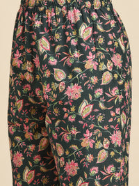 Thumbnail for NOZ2TOZ Women Green & Pink Floral Anarkali Kurta With Trouser And Dupatta - Distacart