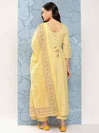 Thumbnail for NOZ2TOZ Women Yellow Printed Anarkali Kurta With Trouser And Dupatta - Distacart