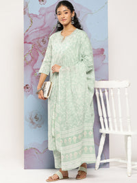 Thumbnail for NOZ2TOZ Women Green Ethnic Embroidered Kurta With Palazzo And Dupatta - Distacart