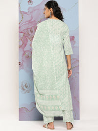 Thumbnail for NOZ2TOZ Women Green Ethnic Embroidered Kurta With Palazzo And Dupatta - Distacart