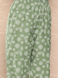 Thumbnail for NOZ2TOZ Women Green Floral Printed Anarkali Kurta With Trouser And Dupatta - Distacart
