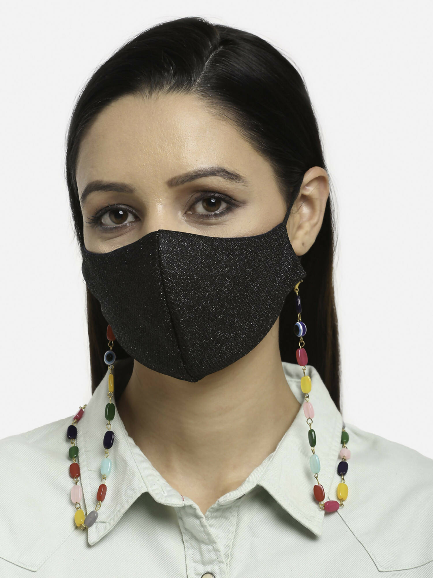 Multicolored Beaded Evil Eye Mask Chain - Ruby Raang - Distacart