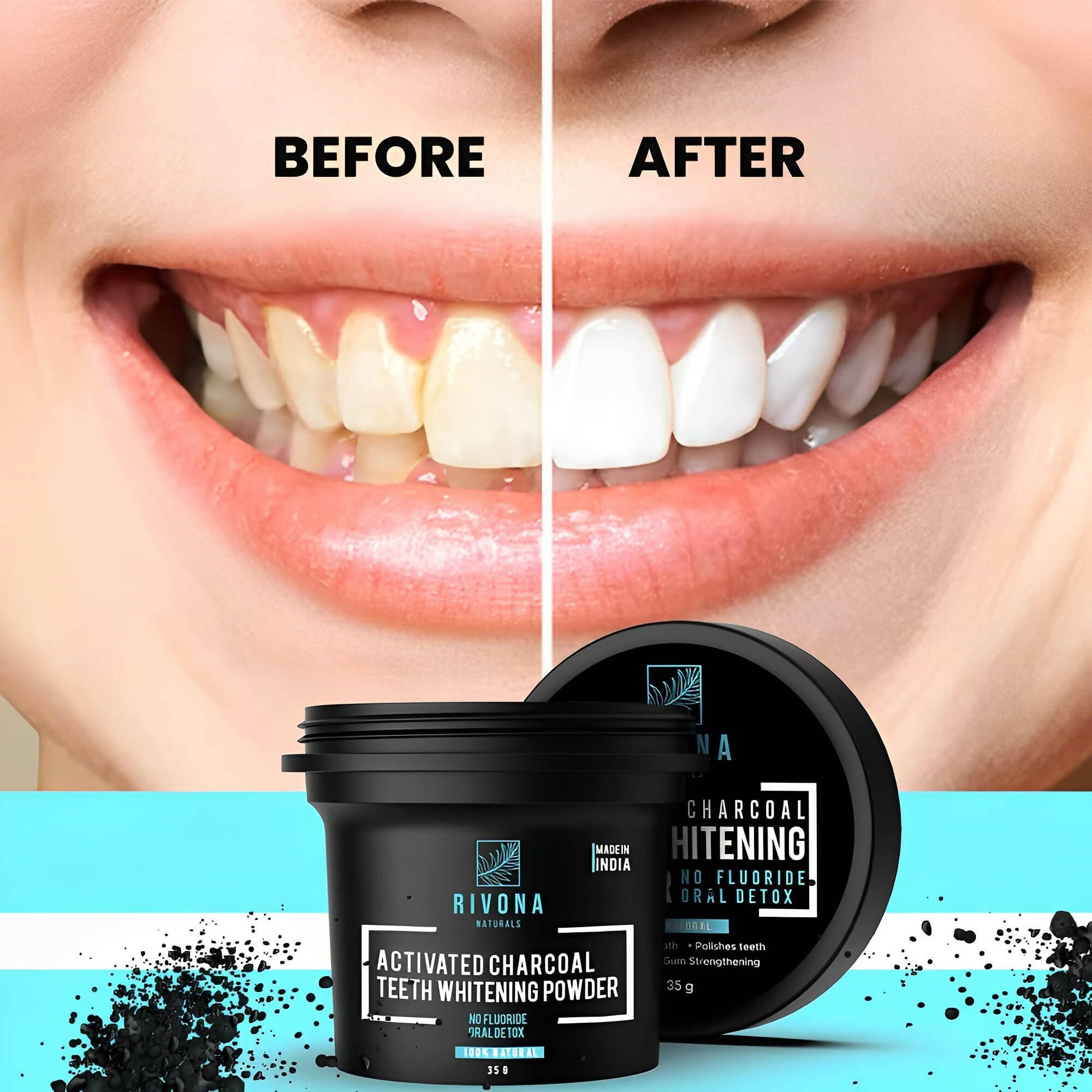 Rivona Naturals Activated Charcoal Teeth Whitening Powder - Distacart