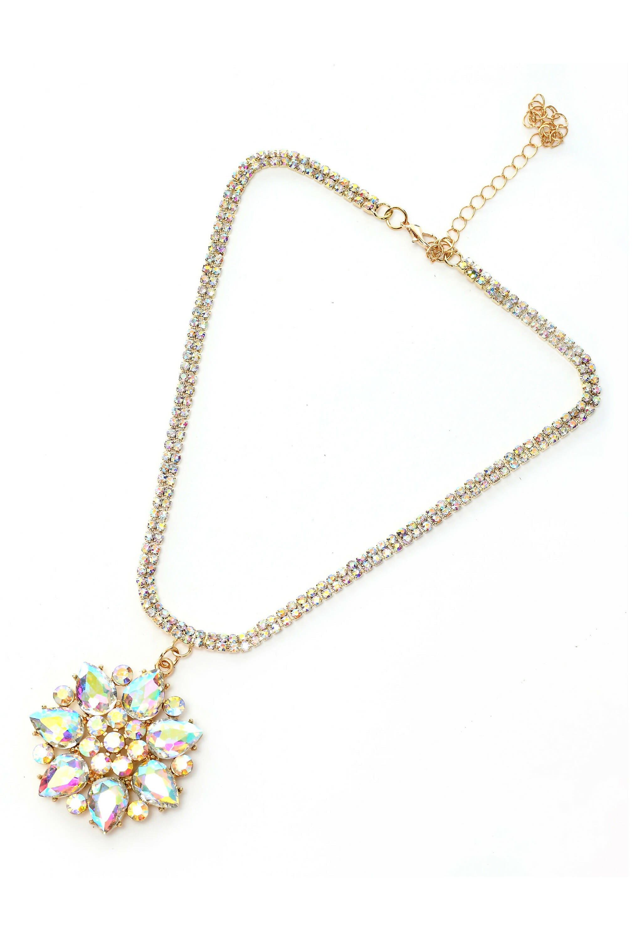 Mominos Fashion Johar Kamal Statement Gold-Plated Finish AD Stone Long Necklace For Women (White) - Distacart