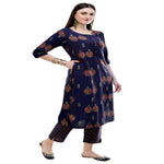 Thumbnail for Lagi Women's Blue Printed Straight Kurta & Pant (MC38B)
