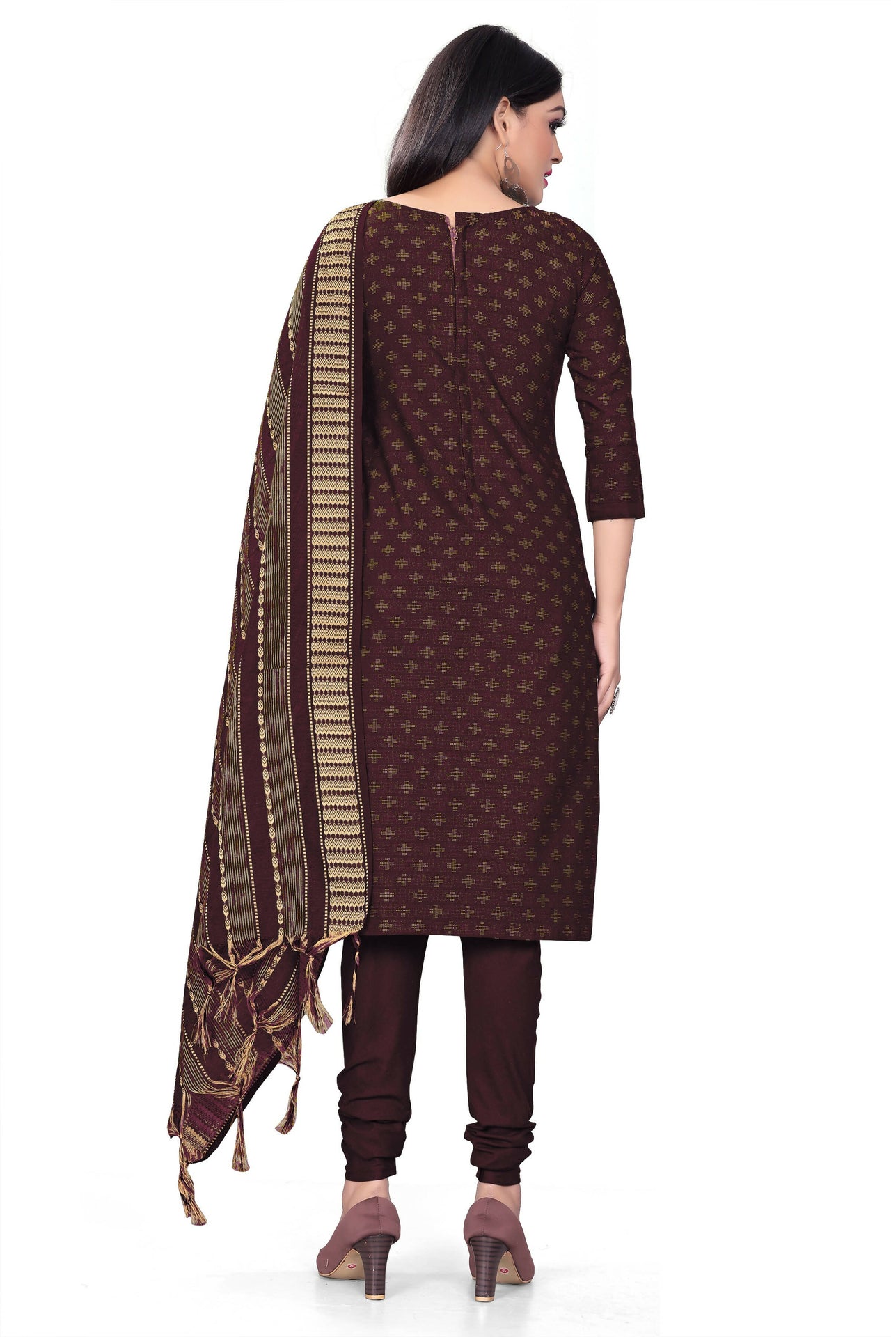 Purple Cotton Jacquard Woven Unstitched Dress Material - Amara - Distacart