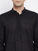 Thumbnail for Even Apparels Pure Cotton Men's Kurta in Black Color With Band Collar - Distacart