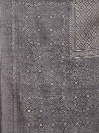 Thumbnail for Myshka Black Chanderi Silk Embroidered 3/4 Sleeve Round Neck Kurta Pant Dupatta Set