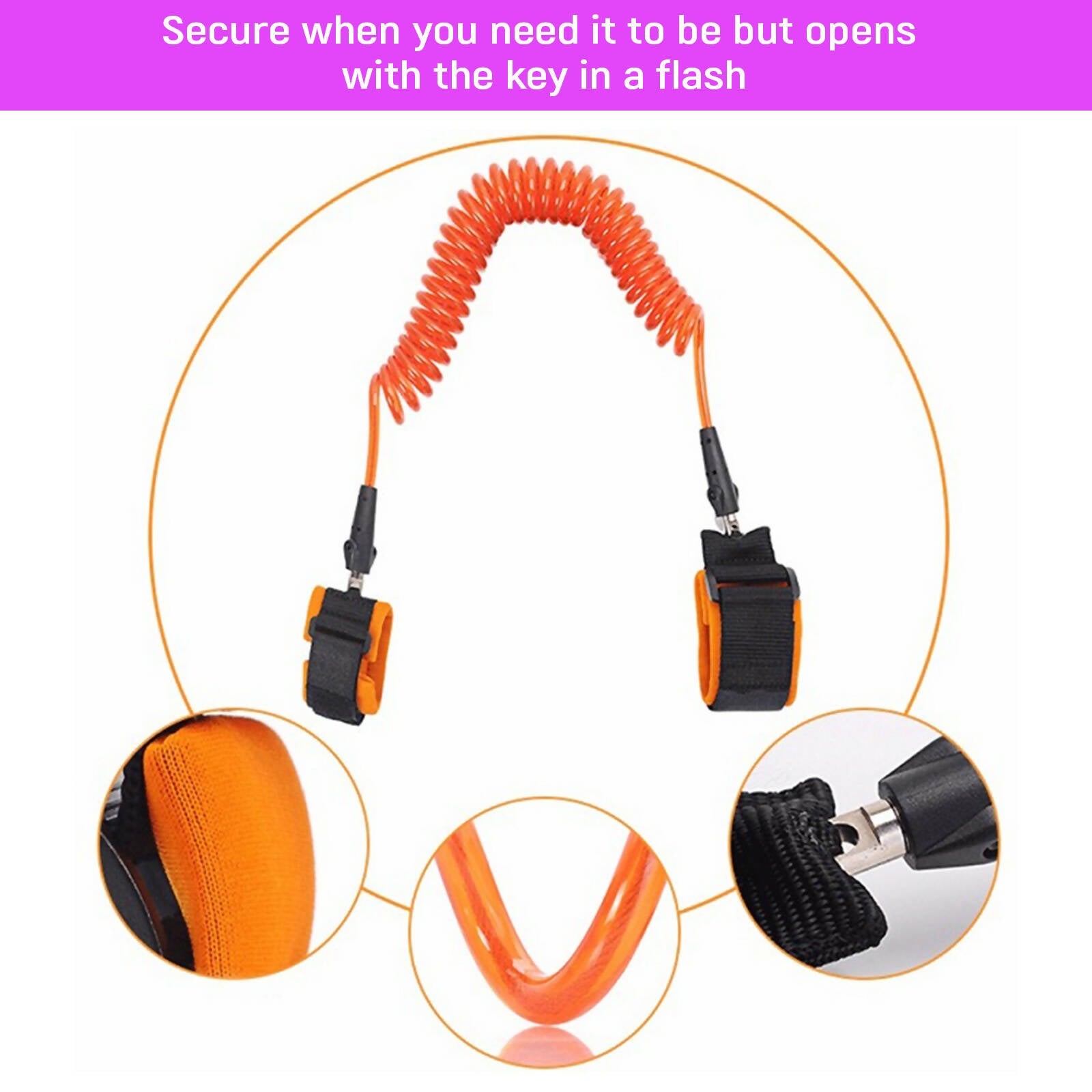 Safe-O-Kid Elastic Safety Wrist Adjustable Strap link for Baby- Orange Colour - Distacart