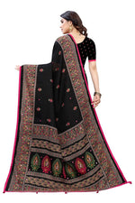 Thumbnail for Vamika Black Jute Silk Mirror Work Saree