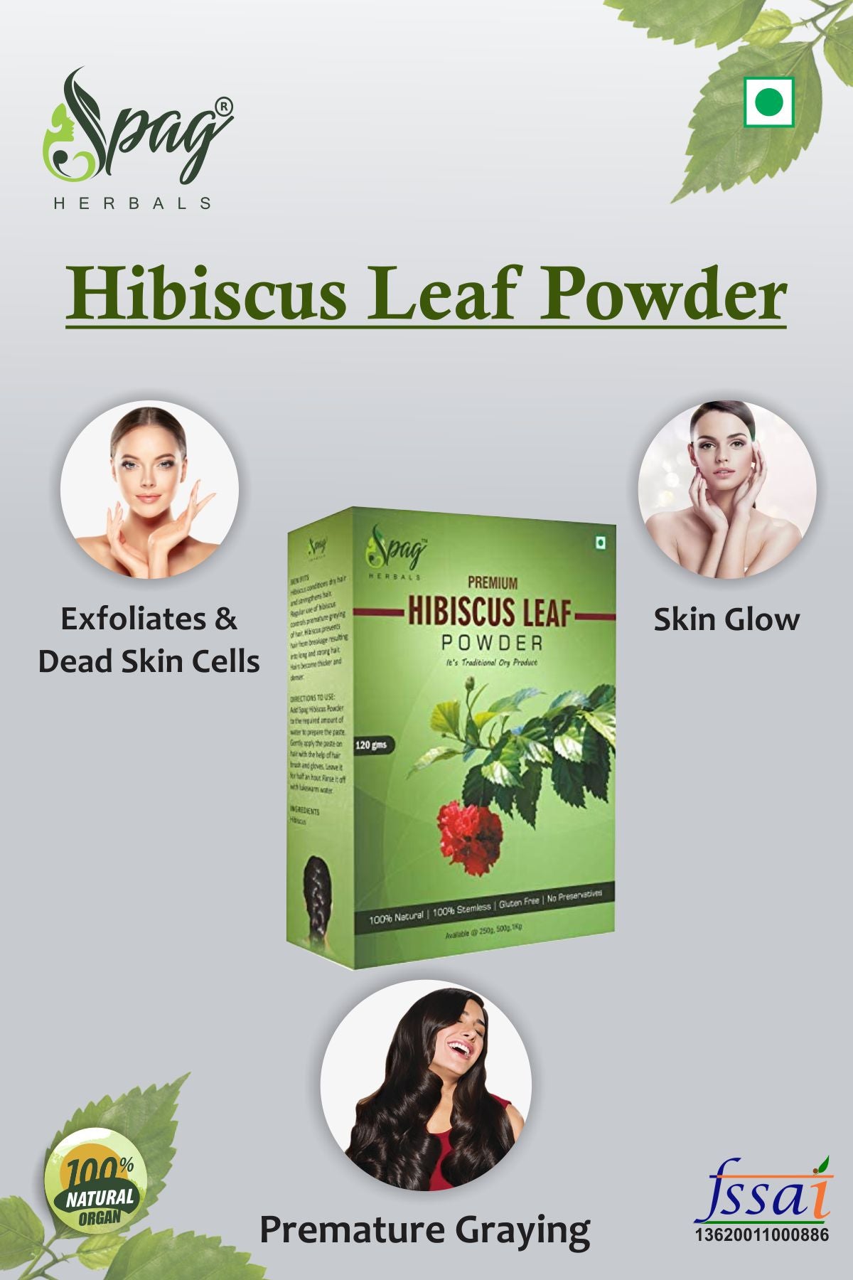 Spag Herbals Premium Hibiscus Leaf Powder - Distacart