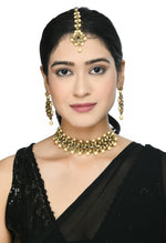 Thumbnail for Mominos Fashion Johar Kamal Gold-Plated Brass Finish Kundan/Pearls Choker For Women (Golden) - Distacart