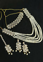 Thumbnail for Mominos Fashion Johar Kamal Gold-Plated Rani Haar with White and Off white Pearls Jewellery Set - Distacart