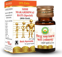 Thumbnail for Basic Ayurveda Sidh Makardhwaj Bati Special (with Gold) 30 Tablets