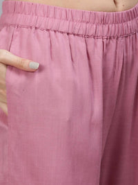 Thumbnail for Anubhutee Mauve Ethnic Motifs Yoke Design Regular Mirror Work Kurta with Trousers - Distacart
