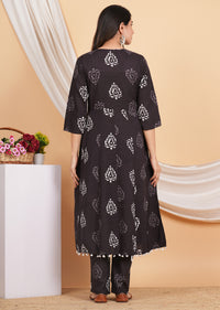 Thumbnail for House of RP Wine Rayon Floral Print Kurta, Palazzo & Dupatta Set - Distacart