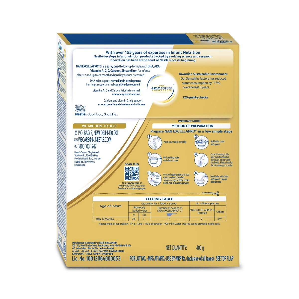 Nestle Nan Excellapro Follow-Up Formula Powder - Stage 3 (After 12 Months) - Distacart