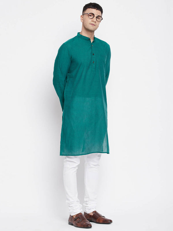 Even Apparels Green Rayon Men's Kurta With Band Collar - Distacart