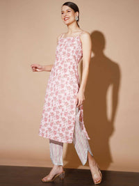 Thumbnail for Myshka Women Pink Printed Kurta & Trousers - Distacart