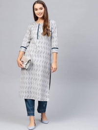 Thumbnail for Yufta Women Grey & Navy Printed Kurta with Trouser