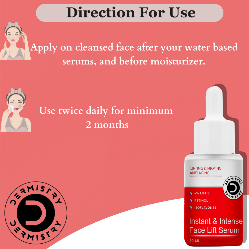 Dermistry Instant Intense Anti Aging Lifting Firming Face Serum Retinol Hyaluronic Acid for Wrinkles - Distacart