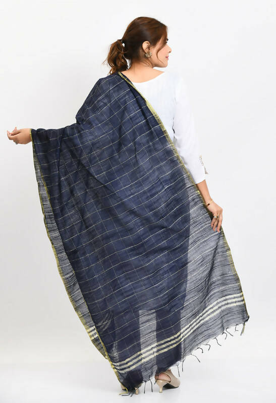 Mominos Fashion Moeza Women's Cotton Zari Box Navy Blue Dupatta - Distacart