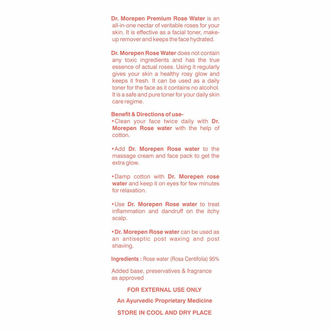 Dr. Morepen Pure & Natural Rose Water - Distacart