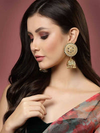 Thumbnail for Gold Plated Circular Shaped Brass Jhumka Earrings For Women and Girls By House of Ree - Distacart