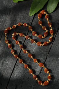 Thumbnail for Mominos Fashion Joharkamal Gold-Plated Statement Rudraksha Mala Long Necklace (Golden) - Distacart