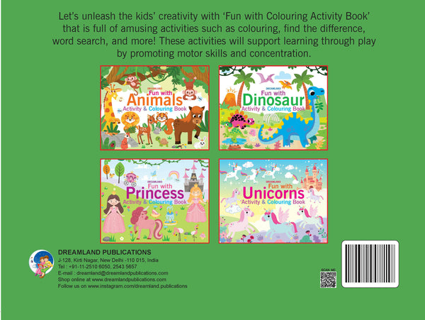 Dreamland Fun with Animals Activity & Colouring : Children Interactive & Activity Book - Distacart