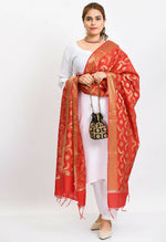 Thumbnail for Mominos Fashion Moeza Women's Banarsi Silk Floral Woven Design Red Dupatta - Distacart