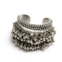 Thumbnail for Mominos Fashion Kamal Johar Oxidised Silver-Plated Ghungroo Handcraft Cuff Bracelet