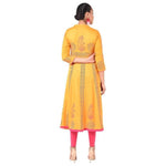 Thumbnail for Aniyah Rayon Floral Print Anarkali Kurta In Mustard (AN-164K)