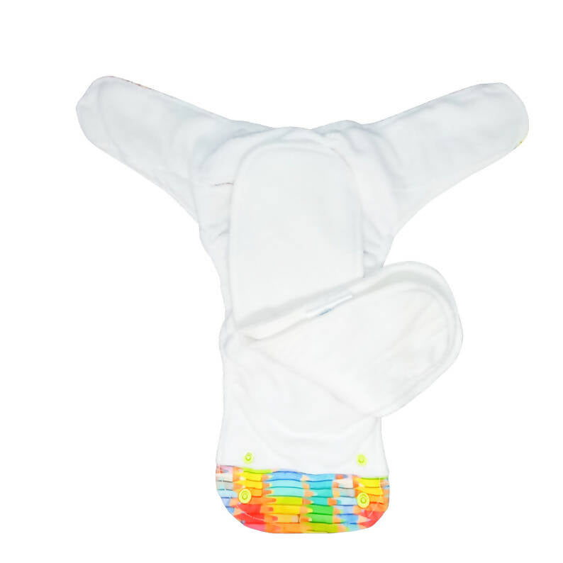 Kindermum Nano Aio Cloth Diaper With 2 Organic Cotton Inserts- Colourful Art For Kids - Distacart