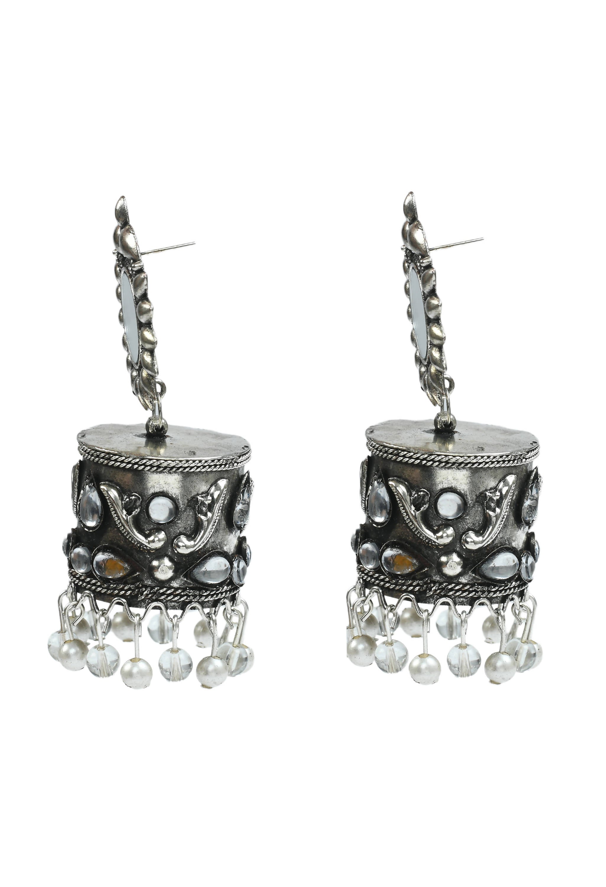Mominos Fashion Johar Kamal Women Silver Oxidised Jhumkas - Distacart