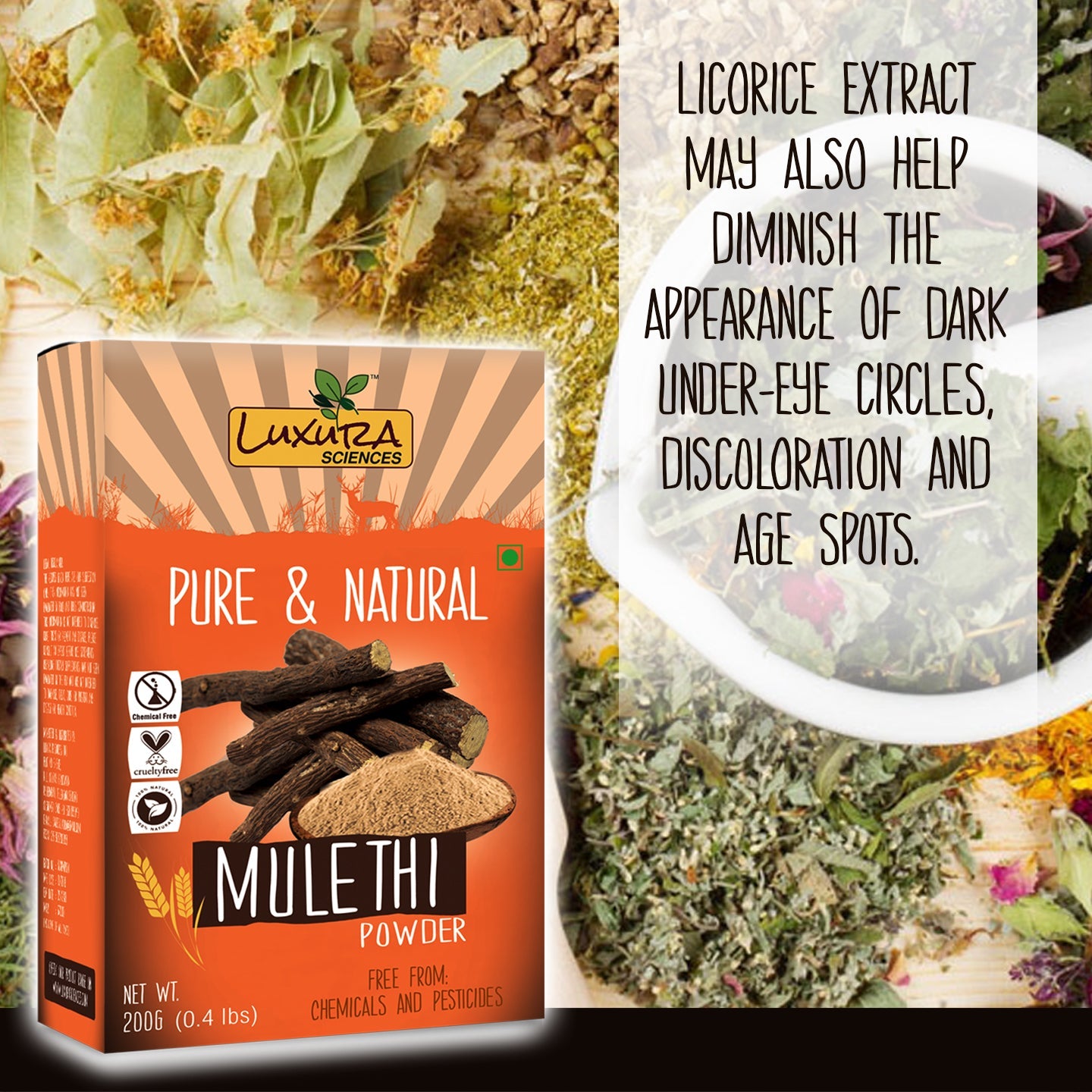 Luxura Sciences Natural Mulethi Powder For Skin Whitening - Distacart