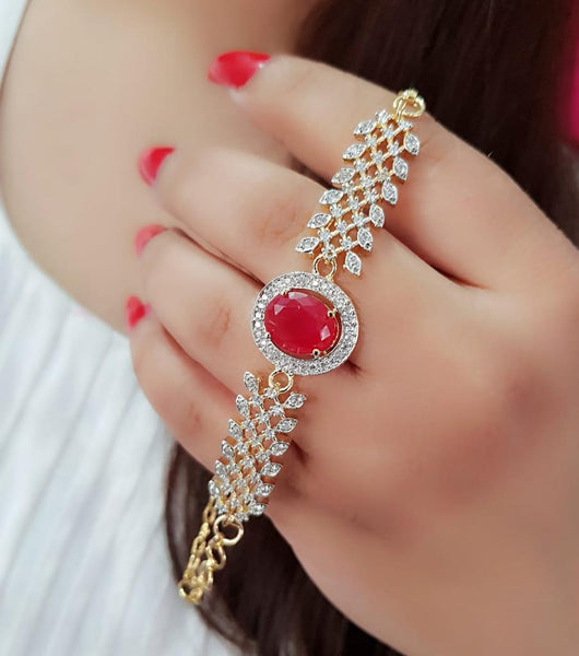 Rhodium-Plated Alloy American Diamond Studded Designer Bracelets - The Pari - Distacart