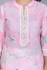 Thumbnail for NOZ2TOZ Women Printed Pink & White Cotton Kurta Set With Dupatta - Pink - Distacart